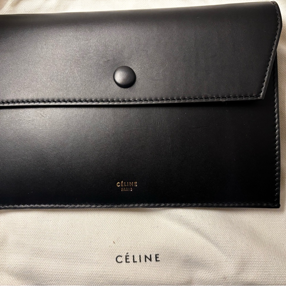 Celine Black Leather clutch